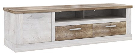 FORTE DURO TV-Unterschrank, mit 1 Tür und 2 Schublade, Holzwerkstoff, Pnie Weiß /Antikeiche, 179,3 x 52 x 52 cm