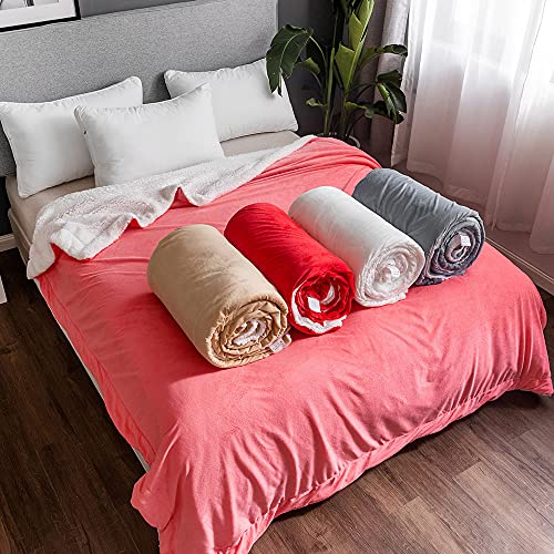 Üppige, superweiche Decke aus Kunstfell, zottelige Decke mit Kristall-Fleece auf der Rückseite, gemütliche, flauschige, lange Haare, flauschige Überwürfe für Sofa, doppellagig (Rosa, Kingsize)