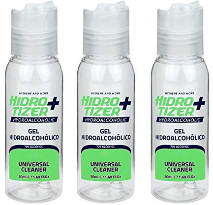 3 x Gel Hidroalcoholico 50ml con 70% de Alcohol | Higienizante de Manos | Hidrogel para el bolsillo