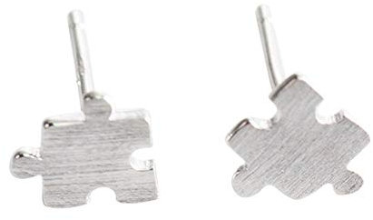 Oidims Puzzle Piece 925 Sterling Silver Stud Earrings for Women Men Matching Couple Simple Girls Teens Matte Hypoallergenic Elegant Small Fashion Dainty Cute Girlfriend Jewelry Valentine's Day Gift