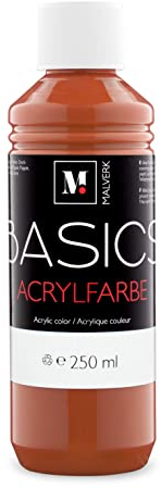 Malverk Basics® - je 250ml hochwertige Acrylfarbe | Malfarbe | Made in France | auch geeignet für Acryl Pouring | schnell trocknend | wasserfest und lichtecht | auf Wasserbasis | Siena-Braun