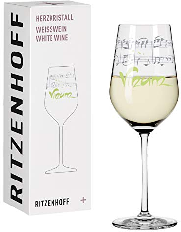 Ritzenhoff 3018016 Weißweinglas 300 ml - Serie Herzkristall Nr. 3 - Glas mit Musikmotiv und Platin - Made in Germany