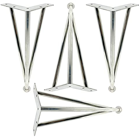 4 Stück Modern-Stil DIY Metall Möbelfüße Hairpin Legs,Edelstahl Möbelbeine,Tischbein,Stützfüße,Sofa Füße,Kabinettfüße,Verstellbare,für Couchtisch,TV-Schrank,mit Schrauben(Silver40cm)