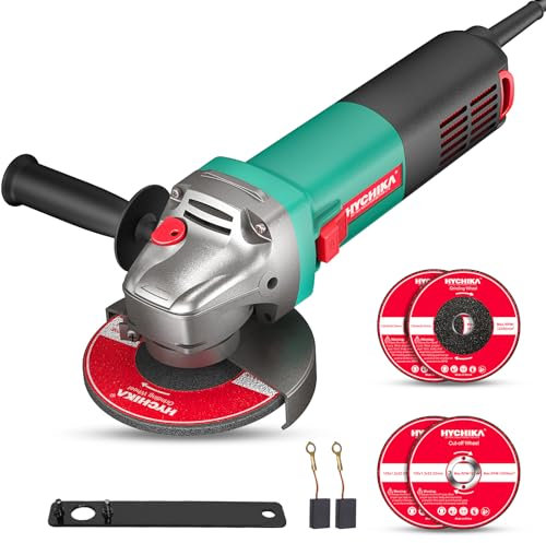 HYCHIKA Angle Grinder, 880W Grinder Tool, 125mm Disc Cutter 12000RPM, with 4 Wheel Disc,Perfect for Grinding, Cutting and Polishing