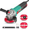 HYCHIKA Angle Grinder, 880W Grinder Tool, 125mm Disc Cutter 12000RPM, with 4 Wheel Disc，Perfect for Grinding, Cutting and Polishing