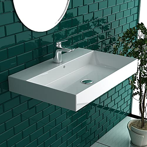 Alpenberger Lavabo en céramique pour montage mural I Lavabo en céramique sanitaire 70 cm Meuble de salle de bain élégant