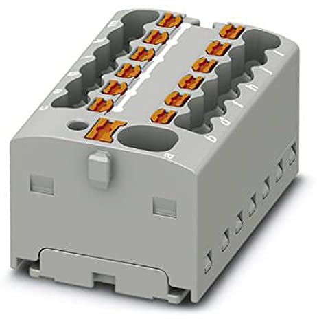 PHOENIX CONTACT PTFIX 4/12X1.5-G GY Verteilerblock, 41A Nennstrom, Push-in-Anschluss, 13 Anzahl der Anschlüsse, 31.4 mm Breite, 18.7mm Höhe, Grau, 20 Stück
