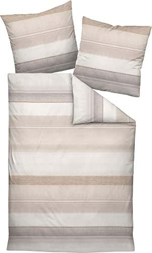 Janine Design Feinbiber Bettwäsche Davos 65106 milchkaffee Graphit 1 Bettbezug 155 x 220 cm + 1 Kissenbezug 80 x 80 cm