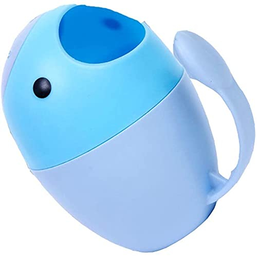 Miss-shop Hair Washing Cup, Children's Baby Shampoo Cup Waterfall Bath Rinser Cup Bath Shower Cup Shampoo Rinser Jug Flusher Cup Protection Eye Wash Cup for Children and Elderly, Blue