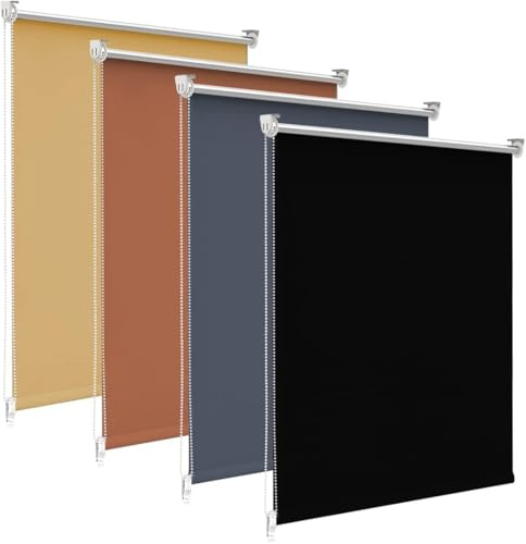 bobodeco Verdunklungsrollo ohne Bohren & mit Bohren, Verdunkelungsrollo Klemmfix, Schwarz B60x H120cm (Stoffbreite 60cm), Thermorollo Sichtschutz und Sonnenchutz, Rollos für Fenster & Tür