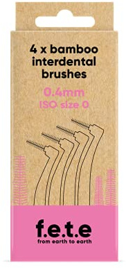 f.e.t.e | Pink ISO Size 0-0.40mm Bamboo Interdental Brushes | Biodegradable & Compostable Handle | Recyclable Soft Bristles | Sustainable | Vegan