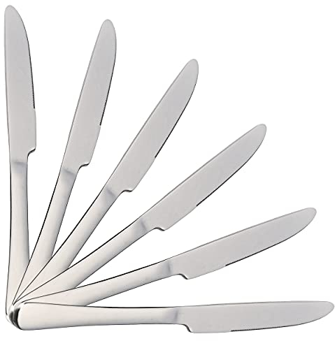 6 Cuchillos de Mesa 22,5 x 2,05 cm de Acero Inoxidable Altamente Pulido 18/0