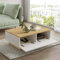 Dmora - Wohnzimmertisch Eurus, Niedriger Wohnzimmertisch, Kaffeeregal, Couchtisch für Sofa, 90x60h32 cm, Eiche und Weiß