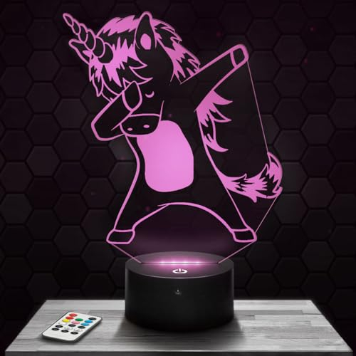 Nachttischlampe - Touch-Nachtlicht Einhorn DAB Tier 3D-LED-Lampe Illusion, Geschenkidee Weihnachten Geburtstag Junge und Mädchen Nachttischlampe Kinder- oder Erwachsenenzimmer
