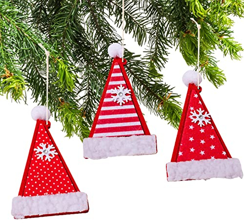 Douchi Weihnachtsornament-Kits aus rotem Filz | Roter Weihnachtsschmuck für Baum,Christbaumschmuck mit hängenden Strümpfen Rohrhandschuh für Christbaumschmuck