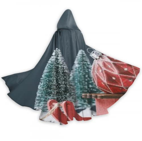 Happy Festival Christmas Schlitten Winter Play Big Hooded Cloak Women Cloak with Hood 50 inch for Christmas Halloween Cosplay Costumes