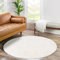 carpet city Shaggy Hochflor Teppich - Rund 80 cm - Creme - Langflor Wohnzimmerteppich - Einfarbig Uni Modern - Flauschig-Weiche Teppiche Schlafzimmer Deko