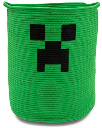 Minecraft Green Creeper Woven Cotton Rope Hamper Storage Basket