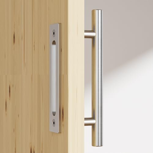 CCJH 30cm Silvery Maniglia per porta scorrevole in legno di grana Maniglia maniglia porta interna - maniglia doccia Silvery