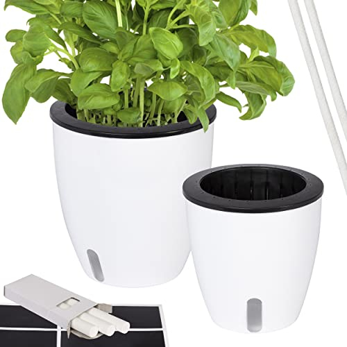 ONVAYA® Kräutertopf selbstwässernd | Wasserstand ablesbar | 2er Set Ø 13+18 cm | Hochwertige Farbe