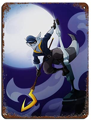 RIELLI Sly Cooper Thieves in Time Game 2 Retro-Poster Metall-Blechschild Chic Art Retro Eisen Malerei Bar Menschen Höhle Cafe Familie Garage Poster Wanddekoration 30 x 40 cm