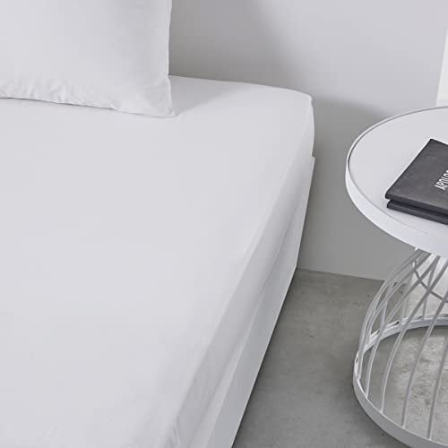 TODAY Essential - Drap Housse 140X190 cm 2 Personnes 100% Coton Uni, Craie