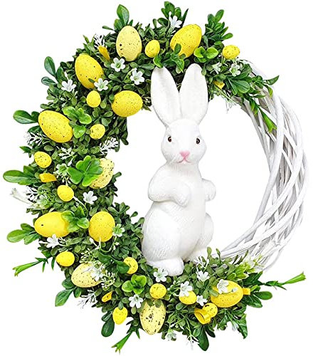 ZYWUOY Osterkranz Anhänger, Acryl Osterdeko Hase Tür Blume Dekoration für Haustür Wohnzimmer Fenster Wand Hochzeit Festival