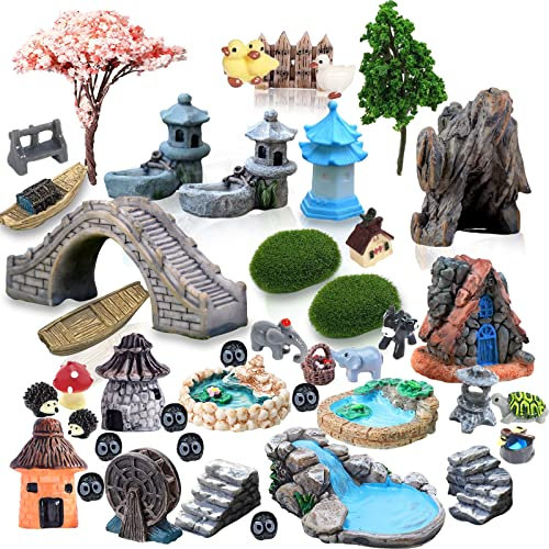 Accessoires de jardin féérique extérieur, 42 accessoires de jardin zen, décorations de jardin miniatures, fournitures de jardin féérique pour micro paysage, pots de fleurs, bonsaï, décoration