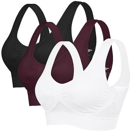 Litthing Women's Seamless Everyday Bra, Wire Free Sports Bras with Racerback, Medium Padding, Removable Pads, Non-Wired No Buckle, Breathable Nylon Mesh Design, Yoga Plus Size