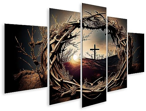 islandburner Bild auf Leinwand Ilustration Dornenkrone Kreuz Symbol Christentum Jesus Christus Bilder Wandbilder Poster JDPS-MFP
