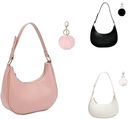 Handtaschen Damen Klein Umhängetasche Leder Tasche Tote Bag, 90er Jahre Umhängetasche Damen, y2k Fashion Clutch Henkeltasche Damen Klein Tragetasche für Frauen (Rosa)