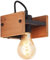 Lightbox dekorative Wandlampe - 11 x 12 x 13 cm - Wandleuchte im Landhaus Stil - E27, max. 42 W - aus Metall/Holz - in Schwarz/Holz