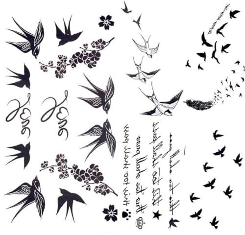 Autocollant De Tatouage Ephemere Temporaire Hirondelle Tatouages Imperméable Amovible Autocollant De Tatouage Ephemere De Corps Adulte Pour Le Visage De Jambe De Bras