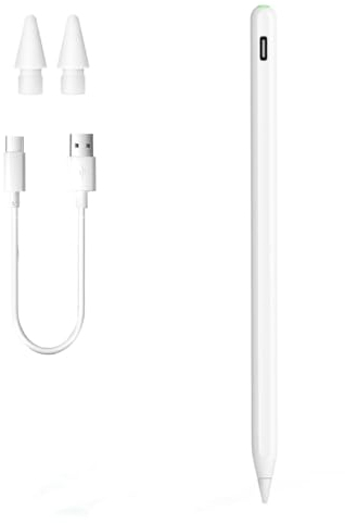 EFaith Stylet pour iPad, Apple Pencil (Génération 3) avec à Charge magnétique sans Fil/Fonction de Raccourci/Inclinaison/rejet de la Paume Stylet pour iPad (2018-2023)