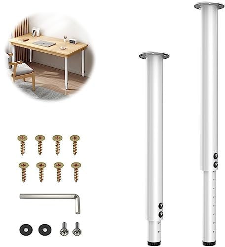 FOROIRON Adjustable Table Legs,Metal Adjustable Height Desk Legs,Adjustable Furniture Legs for Table Computer Desk Dining Table Office Desk(White) (2 pcs 35-50.2)