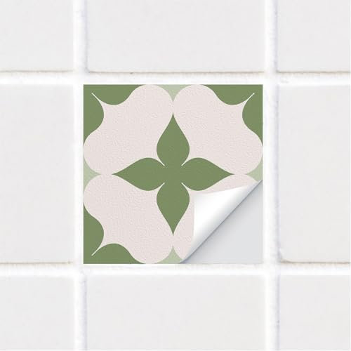 Alwayspon Tile Sticker, Green Self Adhesive Stick on Tiles Transfer Sticker for Bathroom Kitchen, Splashback for Cooker, Peel and Stick Adhesive Vinyl Wall Tiles Sticker, 10PcsX15cm/6inch