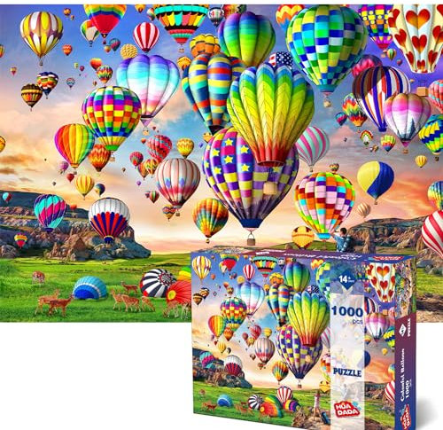 HUADADA Jigsaw Puzzle 1000 Piece Puzzle for Adults Hot Air Balloon Puzzles for Adults 1000 Pieces Educational Games Home Decoration Colorful Jigsaw Puzzle (27.56'' x 19.67'')