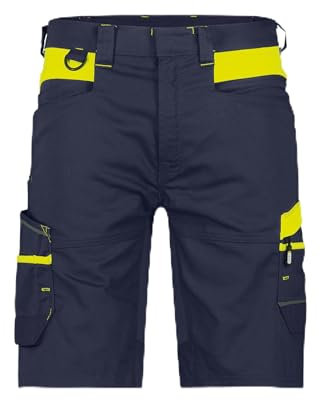 DASSY® Manilla Stretch-Arbeitsshorts - Größe 58 - NACHTBLAU/NEONGELB
