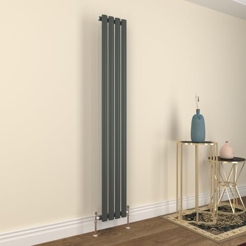 GY Bath Vertical Radiator Anthracite Oval Column Designer 1800x236mm Single Modern Central Heating Rads