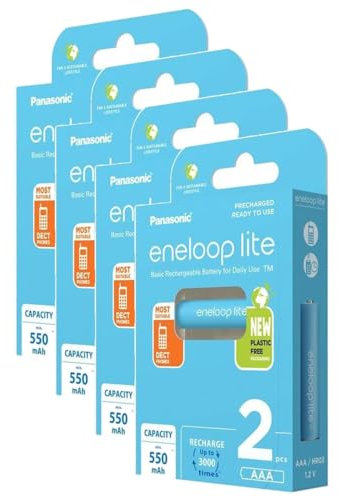 Eneloop Lot de 4 x 2 Piles Rechargeables Micro 550mAh AAA Ni-MH DECT