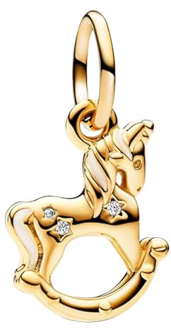 Amuefer Gold Little Horse Charms für Bracelets Armbänder 925 Sterling Silber mit Cubic Zirkonia Anhänger für Muttertag Geburtstag Weihnachten Schmuck Geschenke für Frauen