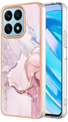 Dfjhure Honor X6b Case Glitter Phone Case Marble Design Case Thin Slim Soft TPU Silicone Shockproof Bumper Protective Rubber Phone Cover for Honor X6b- Rose gold