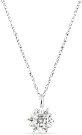 Einzelstück® Halskette mit Mini Sonnen Anhänger I 925 Sterling Silberkette Sonne I 14K Gold I Roségold vergoldet I Silberkette Minimal Sun mit Zirkonia Steinen I Echtschmuck (Minimal Sun Rosegold)