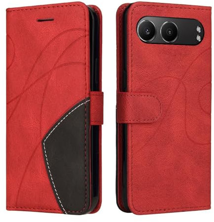 XINNI Housse pour Telephone OnePlus Nord 4 5G Etui, PU/TPU Rétro Retourner Cuir Coque Magnétique Anti Chute Portefeuille Protection Case Cover, Rouge