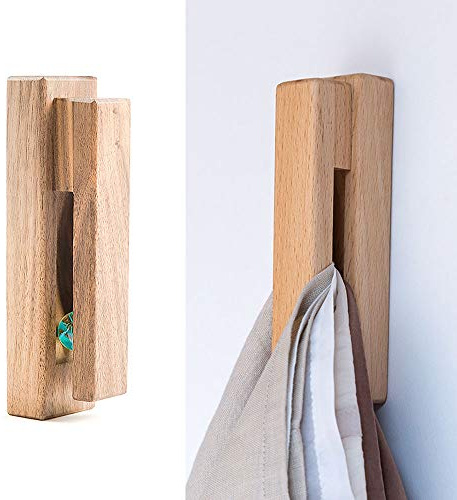 Vintage Handtuchhaken aus Holz, selbstklebend, für Küche und Bad | Abtropftechnologie integriert, stilvoller Handtuchclip, für Geschirrtuch und Badetuch
