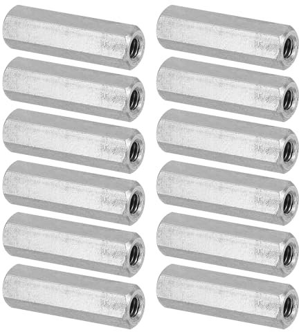 PATIKIL M4 x 0.7-Pitch Dado Esagonale Lungo Acciaio Inossidabile 304, 12Pz 25mm/ 1 L Dadi di Accoppiamento Dado a Barra Lunga Intera Connettore per Barra Filettata, Tonalità Argento