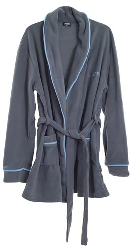 Viterbo Biancheria Giacca da Camera Uomo Invernale in Morbido Micropile LMW00326 (Grigio, L)