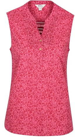 Mountain Warehouse Petra Womens Sleeveless Shirt - 100% Cotton Top, Floral Print Ladies Blouse, Lightweight Casual Shirt - for Spring Summer, Camping, Daily Use Red (Printed) Women's Size 20