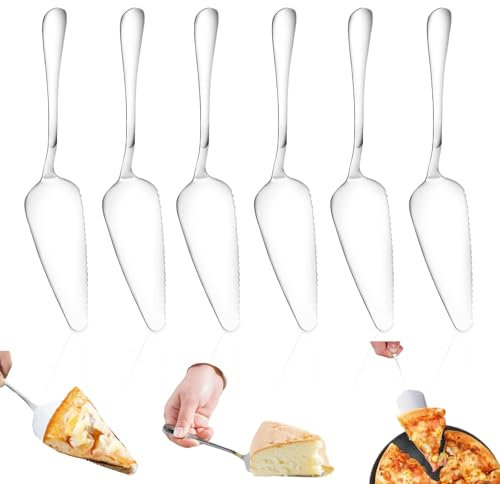 Paletta per Torta,14 Pezzi Multifunzionale Coltello Torta in Acciaio Inossidabile con Bordi Frastagliati Adatta a Tagliare e Servire i Dolci (argentato×6)