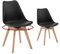 WOLTU Esszimmerstühle drehbar 2er Set, Drehstuhl Küchenstuhl Polsterstuhl, moderner Essstuhl, Design Stuhl Esszimmer, aus Massivholz Kunstleder, bis 150 kg belastbar,Schwarz,EZS76sz-2